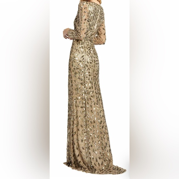 Mac Duggal 5002 Fully Sequined Deep V-Neck Trumpet Dress - Picture 3 of 3